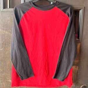 Red and Black Long Sleeve Raglan Shirt